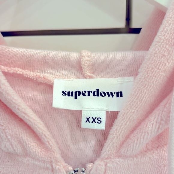 Superdown Paris Velour Zip-Up Hoodie XXS - Picture 4 of 7